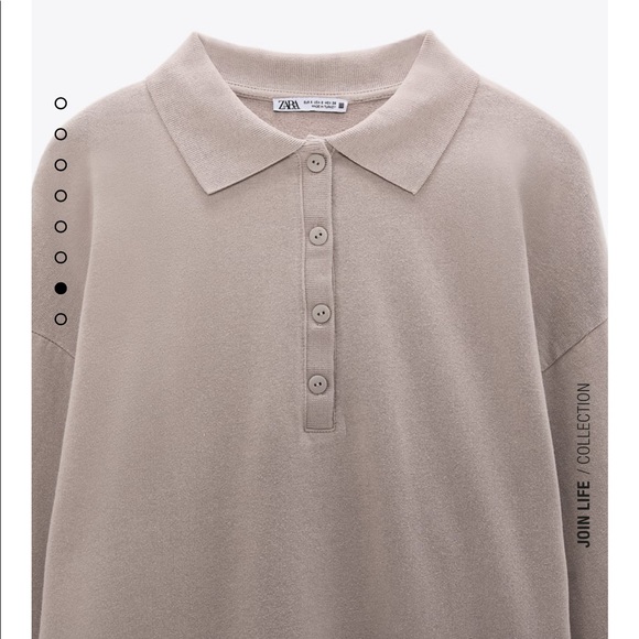 Zara Washed Effect Polo Top in Beige - Picture 6 of 10
